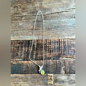 Elegant Silver Necklace with green stone Pendant